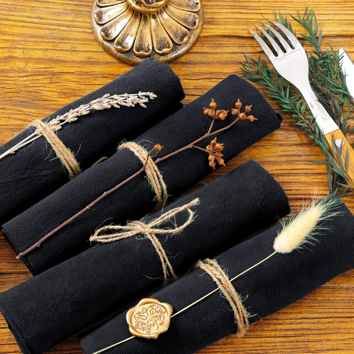 image:imageCloth Napkins Fall Washable Reusable Linen Wedding Party Home Table DecorBlack