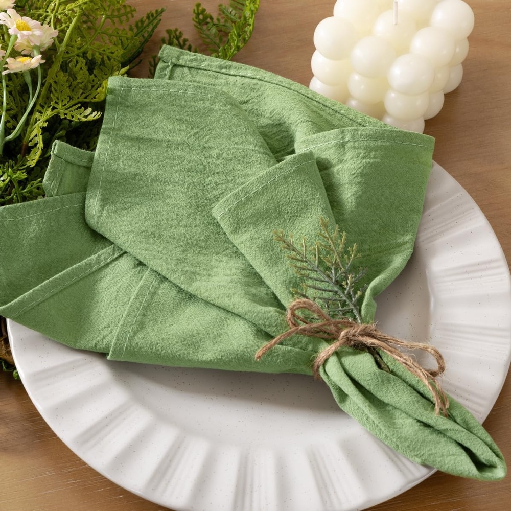 image:imageCloth Napkins Fall Washable Reusable Linen Wedding Party Home Table DecorSage Green