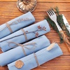 Cloth Napkins Fall Washable Reusable Linen Wedding Party Home Table Decor(Blue)