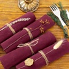 Cloth Napkins Fall Washable Reusable Linen Wedding Party Home Table Decor(Burgundy)
