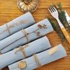 Cloth Napkins Fall Washable Reusable Linen Wedding Party Home Table Decor(Grey Blue)