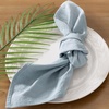 Cloth Napkins Fall Washable Reusable Linen Wedding Party Home Table Decor(Grey Blue)