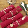Cloth Napkins Fall Washable Reusable Linen Wedding Party Home Table Decor(Red)