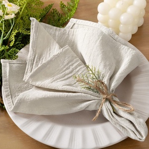 Cloth Napkins Fall Washable Reusable Linen Wedding Party Home Table Decor(Beige)