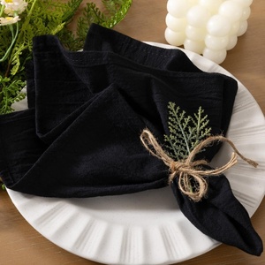 Cloth Napkins Fall Washable Reusable Linen Wedding Party Home Table Decor(Black)