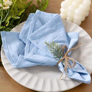 Cloth Napkins Fall Washable Reusable Linen Wedding Party Home Table Decor(Blue)