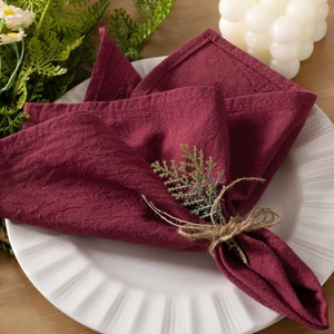 Cloth Napkins Fall Washable Reusable Linen Wedding Party Home Table Decor(Burgundy)