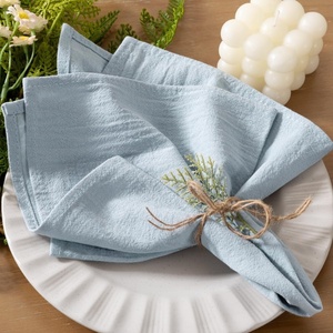 Cloth Napkins Fall Washable Reusable Linen Wedding Party Home Table Decor(Grey Blue)