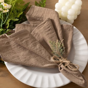 Cloth Napkins Fall Washable Reusable Linen Wedding Party Home Table Decor(Nude)