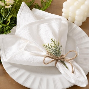 Cloth Napkins Fall Washable Reusable Linen Wedding Party Home Table Decor(White)