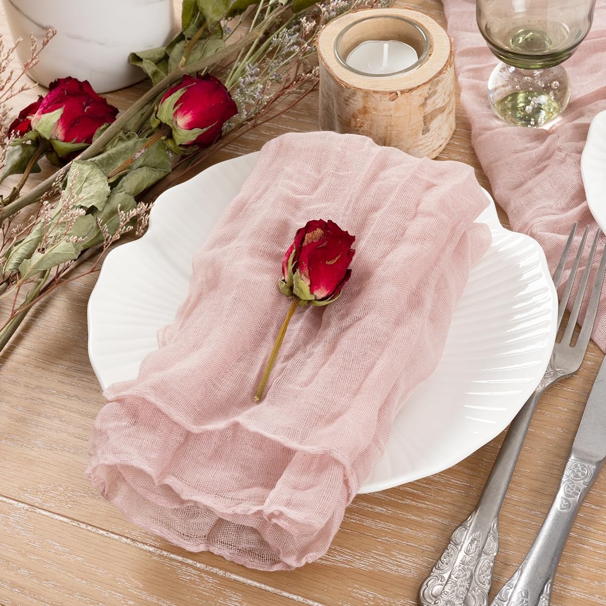 image:imageCheesecloth Napkins Fall Gauze Washable Dinner Wedding Party Home DecorDusty Pink