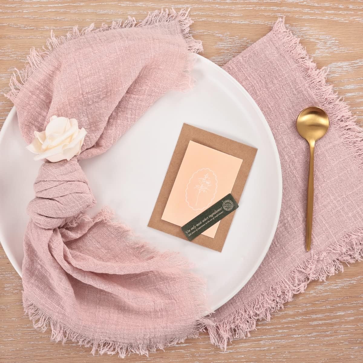 image:imageLinen Cloth Washable Cotton Dinner Napkins Fringe Wedding Party DecorDusty Rose