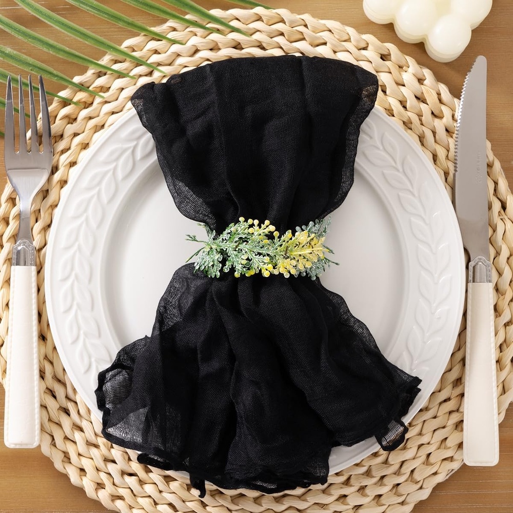 image:imageCheesecloth Napkins Fall Gauze Washable Dinner Wedding Party Home DecorBlack
