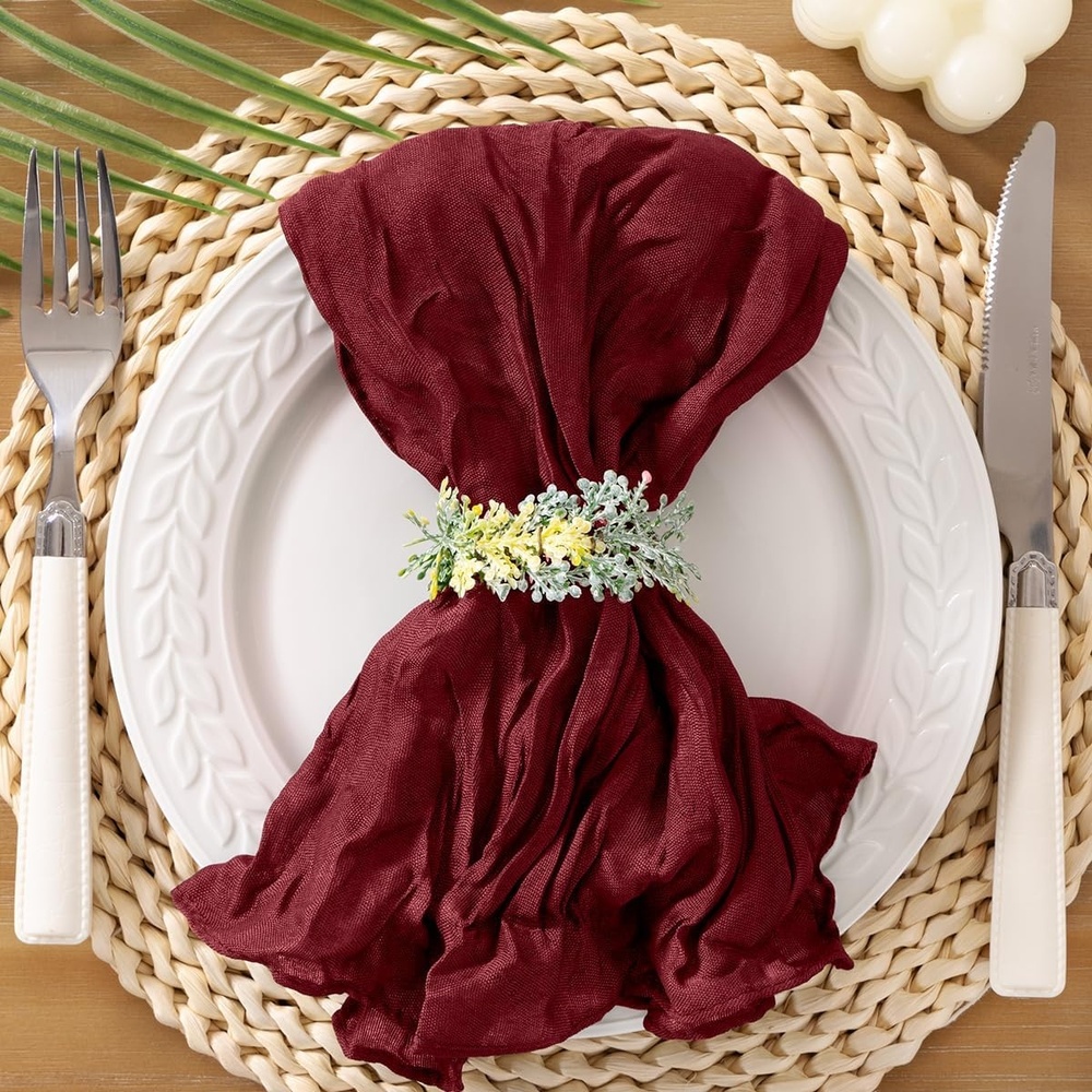 image:imageCheesecloth Napkins Fall Gauze Washable Dinner Wedding Party Home DecorBurgundy