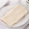 Linen Cloth Washable Cotton Dinner Napkins Fringe Wedding Party Decor(Beige)