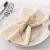 Linen Cloth Washable Cotton Dinner Napkins Fringe Wedding Party Decor(Beige)