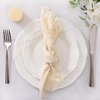 Linen Cloth Washable Cotton Dinner Napkins Fringe Wedding Party Decor(Beige)