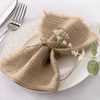 Linen Cloth Washable Cotton Dinner Napkins Fringe Wedding Party Decor(Caramel)