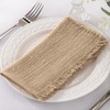 Linen Cloth Washable Cotton Dinner Napkins Fringe Wedding Party Decor(Caramel)