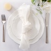 Linen Cloth Washable Cotton Dinner Napkins Fringe Wedding Party Decor(Cream Ivory)