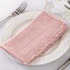 Linen Cloth Washable Cotton Dinner Napkins Fringe Wedding Party Decor(Dusty Rose)