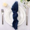 Linen Cloth Washable Cotton Dinner Napkins Fringe Wedding Party Decor(Navy Blue)
