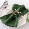 Linen Cloth Washable Cotton Dinner Napkins Fringe Wedding Party Decor(Olive Green)
