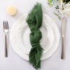 Linen Cloth Washable Cotton Dinner Napkins Fringe Wedding Party Decor(Olive Green)