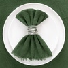 Linen Cloth Washable Cotton Dinner Napkins Fringe Wedding Party Decor(Olive Green)