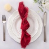 Linen Cloth Washable Cotton Dinner Napkins Fringe Wedding Party Decor(Red)