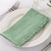 Linen Cloth Washable Cotton Dinner Napkins Fringe Wedding Party Decor(Sage Green)