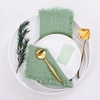 Linen Cloth Washable Cotton Dinner Napkins Fringe Wedding Party Decor(Sage Green)