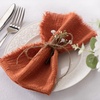Linen Cloth Washable Cotton Dinner Napkins Fringe Wedding Party Decor(Terracotta)