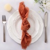 Linen Cloth Washable Cotton Dinner Napkins Fringe Wedding Party Decor(Terracotta)