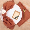 Linen Cloth Washable Cotton Dinner Napkins Fringe Wedding Party Decor(Terracotta)