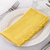 Linen Cloth Washable Cotton Dinner Napkins Fringe Wedding Party Decor(Yellow)
