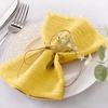 Linen Cloth Washable Cotton Dinner Napkins Fringe Wedding Party Decor(Yellow)