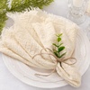 Linen Cloth Washable Cotton Dinner Napkins Fringe Wedding Party Decor(Beige)