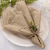 Linen Cloth Washable Cotton Dinner Napkins Fringe Wedding Party Decor(Caramel)