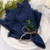 Linen Cloth Washable Cotton Dinner Napkins Fringe Wedding Party Decor(Navy Blue)