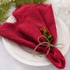 Linen Cloth Washable Cotton Dinner Napkins Fringe Wedding Party Decor(Red)