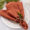 Linen Cloth Washable Cotton Dinner Napkins Fringe Wedding Party Decor(Terracotta)