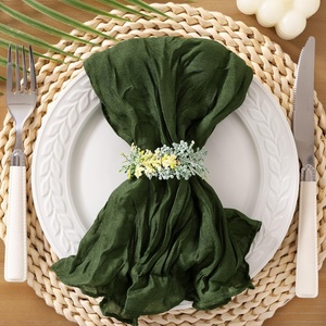 Cheesecloth Napkins Fall Gauze Washable Dinner Wedding Party Home Decor(Olive Green)