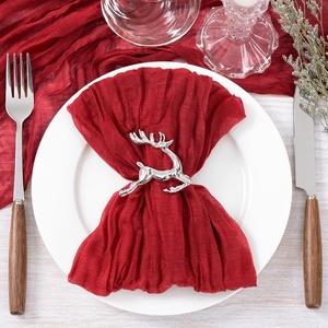 Cheesecloth Napkins Fall Gauze Washable Dinner Wedding Party Home Decor(Red)