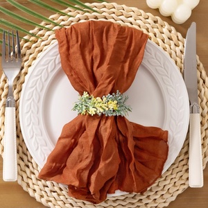 Cheesecloth Napkins Fall Gauze Washable Dinner Wedding Party Home Decor(Terracotta)
