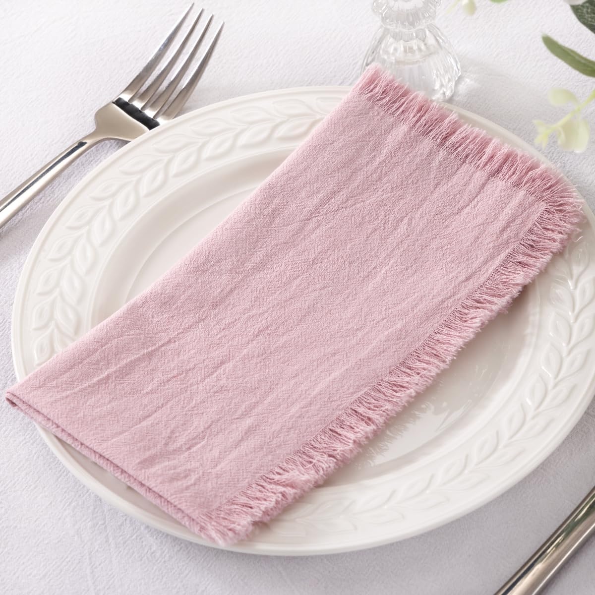 image:imageSocomi Linen Napkins Champagne Fall Thanksgiving Cloth Napkins Bulk Washable Cotton Napkins Set of 10 17x17 for Wedding Party Bridal Baby Shower Birthday Table DecorationsDusty Pink