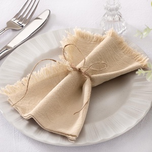 Socomi Linen Napkins Champagne Fall Thanksgiving Cloth Napkins Bulk Washable Cotton Napkins Set of 10 17″x17″ for Wedding Party Bridal Baby Shower Birthday Table Decorations(Champagne)